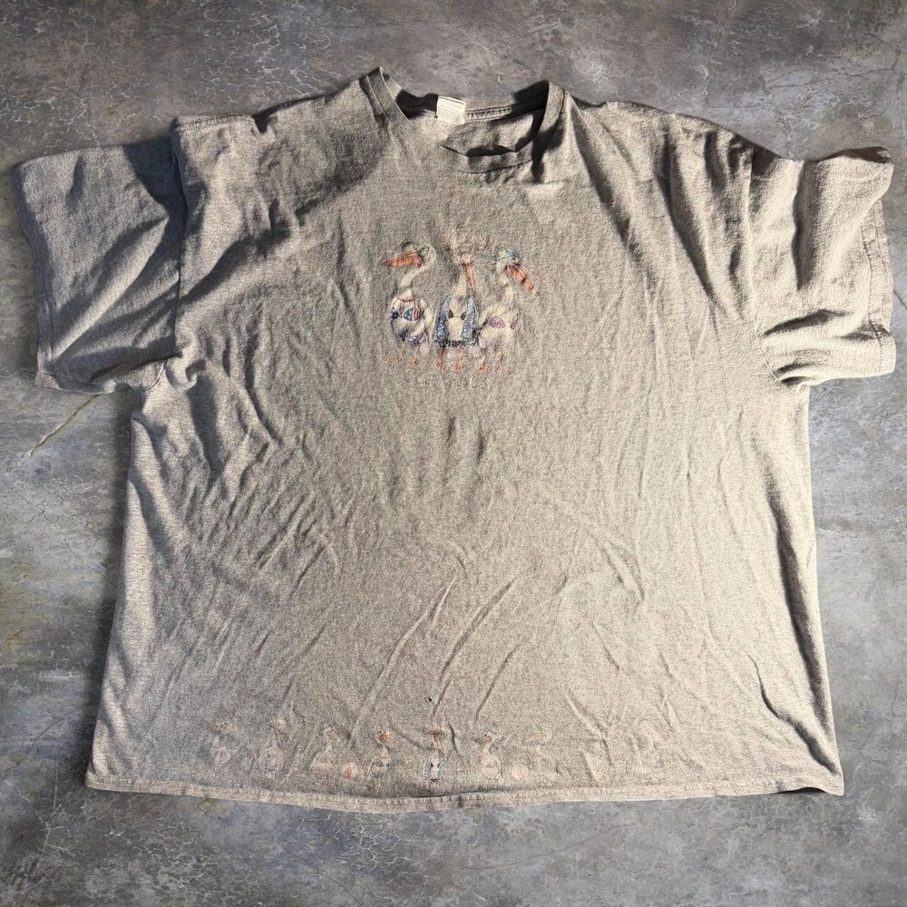 Vintage Sea Gals Faded Gray Stork Beach Graphic T-Shirt Single Stitch 3XL